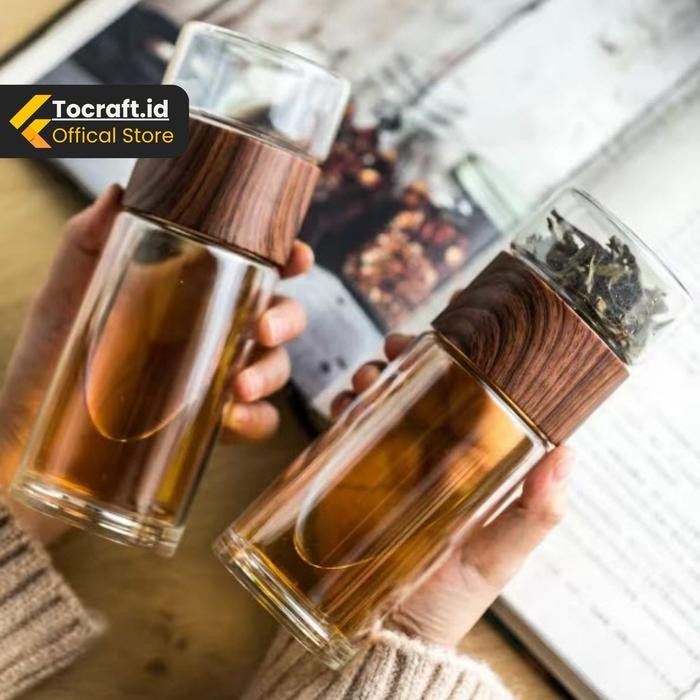 TCID Tea Infuser Botol Minum Kaca Penyaring Teh