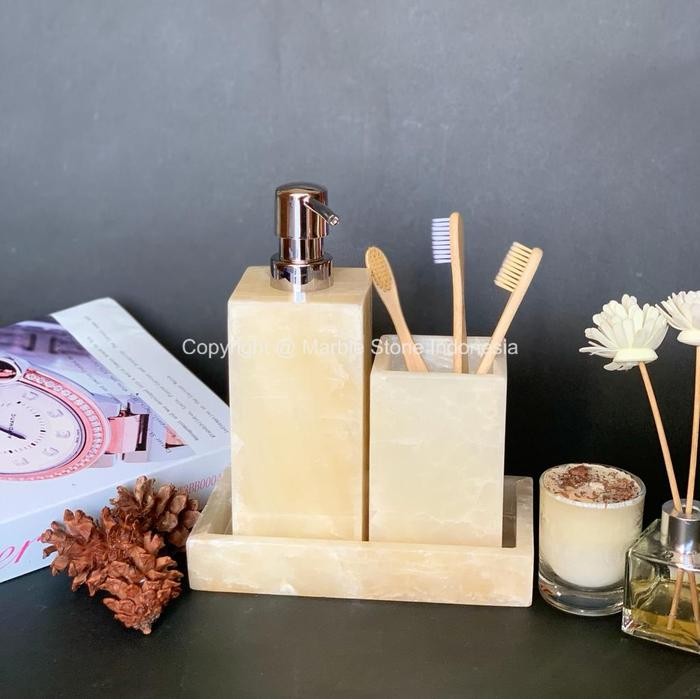Bath Set Marble Dispenser Soap Onyx Bathroom Set Onyx