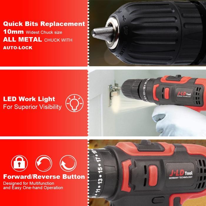 Jld 36V Mesin Bor Baterai 36-2 Bor Impact Listrik Bor Cordless Bor Cas