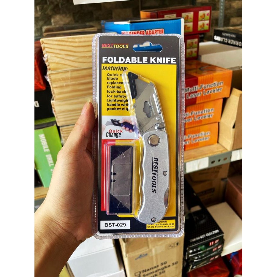 

AT foldable knife Cutter utility pisau lipat serbaguna Gypsum cardboard