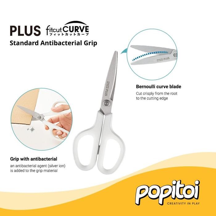 

AT PLUS Fit Cut Curve Standard Antibacterial Grip Scissors Gunting Fitcut