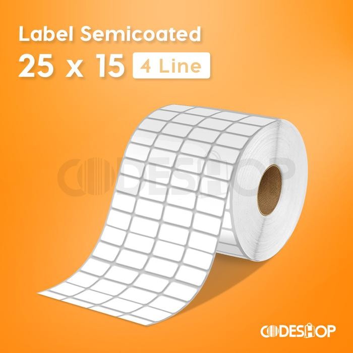 

AT Label Barcode 25 X 15 mm (4 Line) Kertas Sticker Semicoated 25x15 mm