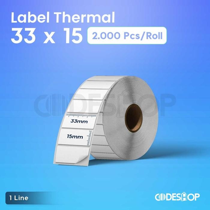 

AT Stiker Label Thermal 33x15 mm 1 Line isi 2000 Pcs Gap 2mm Perforasi