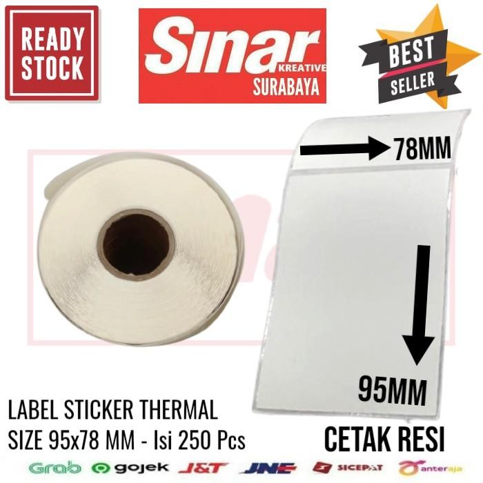 

AT STICKER LABEL THERMAL SIZE 78x95mm CETAK RESI - ISI 250 Pcs WITH GAP KUALITAS PREMIUM Kertas