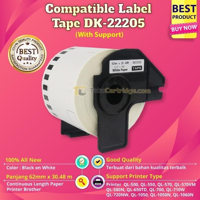 

AT LABEL BARCODE THERMAL DK-22205 62MM X 30M PRINTER BARCODE BROTHR