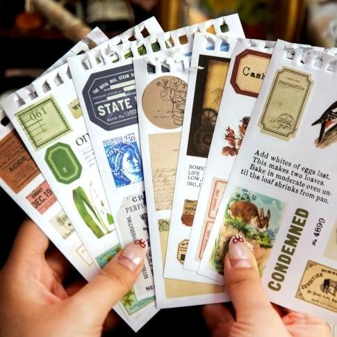 

AT 450pcs Sticker Retro Time Machine Book Buku Album Stiker Koleksi Vintage Scrapbook Deco