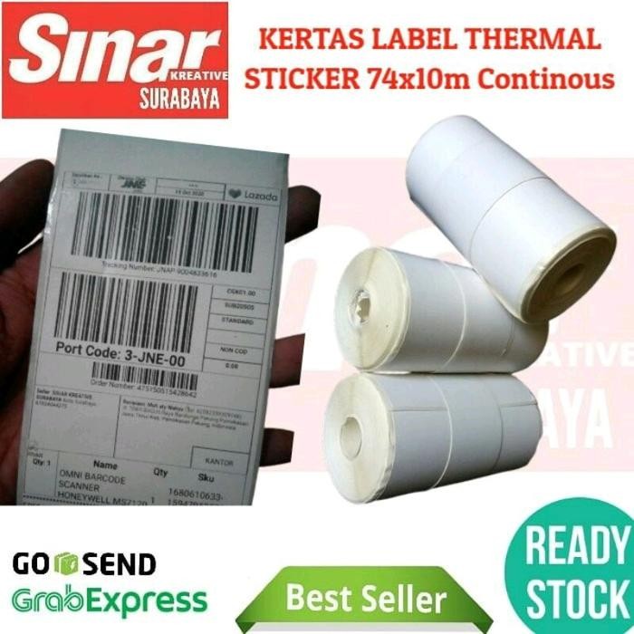 

AT KERTAS LABEL STICKER THERMAL SIZE 74x10M CONTINOUS - Cetak Resi Kualitas Premium