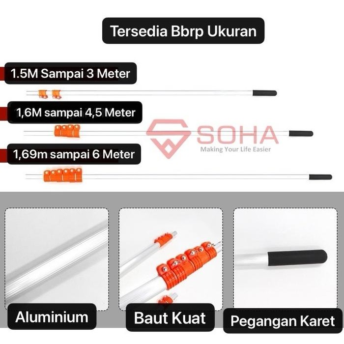 Galah Tongkat Telescopic Potong Ranting Pohon Pasang Gergaji / Alat Pemetik Pemotong