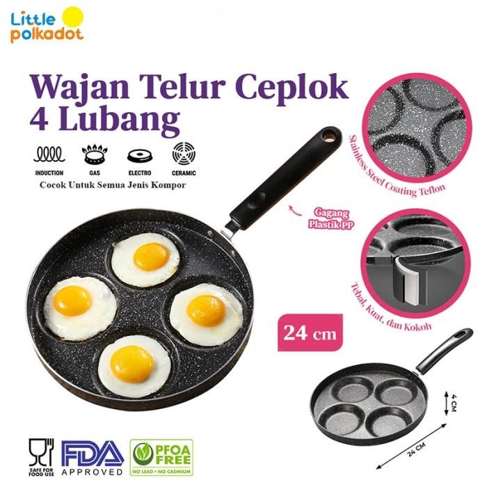 (Expert) Teflon Telur 4 Lobang Anti Lengket Panci Wajan Penggorengan Telur Pancake 4 Lubang Bulat &