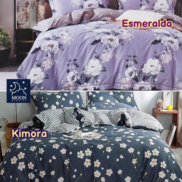 

AT Kain Sprei Meteran Katun Lokal Esra Bunga Esmeralda Violet Kimora Navy