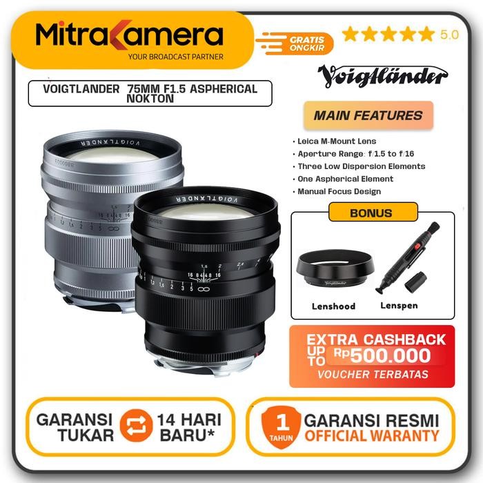 Voigtlander Nokton 75mm f1.5 Aspherical Lens for Leica M