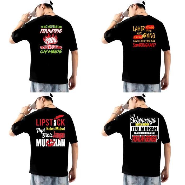 (Expert) Kaos kata isi 8 Kaos kata-kata sablon belakang Baju Keren Dewasa Pria Wanita Oblong Lembut