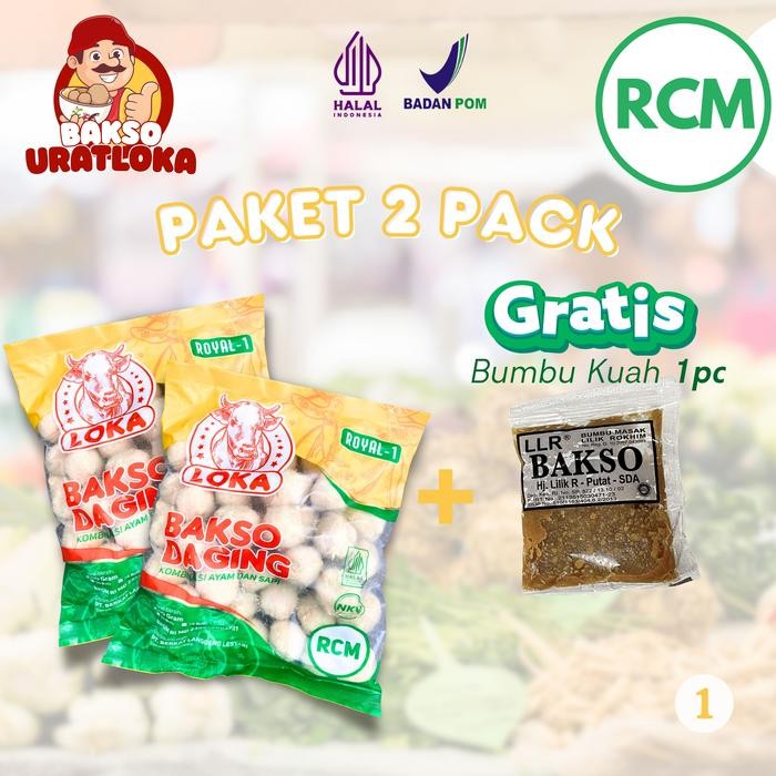 

New [PAKET BUNDLE] 2 PACK RCM isi 2x50 Butir Berat 600gr Bakso Frozen Food Daging Kombinasi Ayam dan