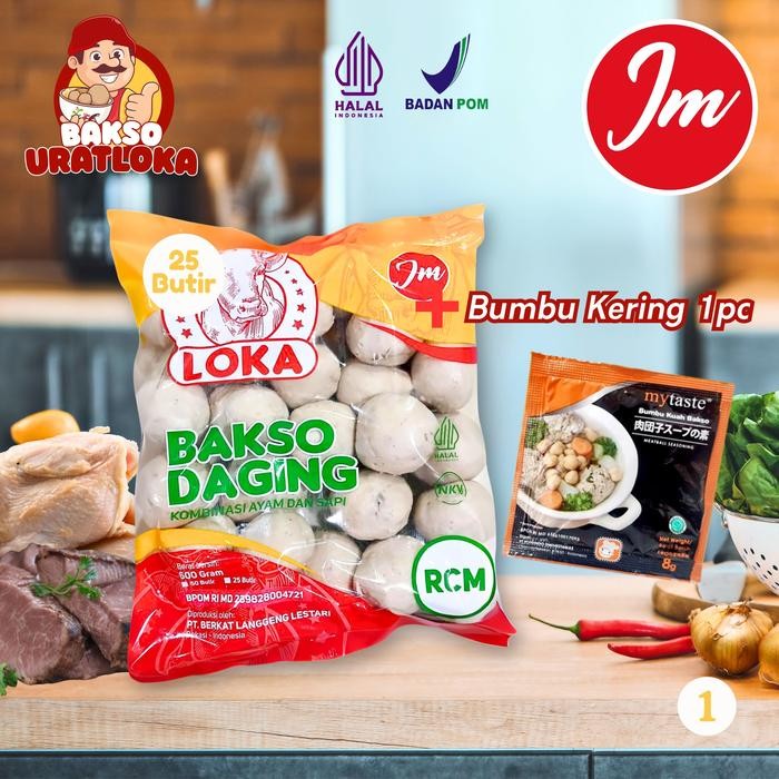

New BAKSO JM +Bumbu Basah/Bumbu Kering/Tanpa Bumbu isi 25 Butir Berat 600gr Tanpa Bumbu Bakso Daging