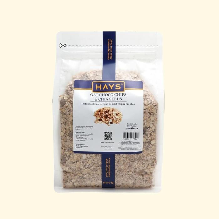 

New Oatmeal Choco Chips & Chia seed 500 GRAM / Oat instan / Instant oatmeal dengan choco chip dan