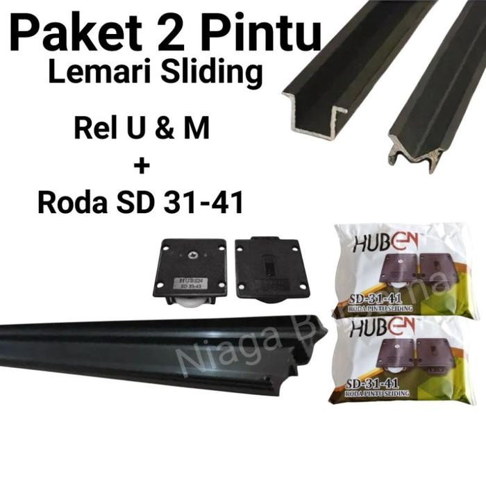 Rel U Dan M Roda Sliding Huben Sd 31 41 Satu Paket Pintu Lemari