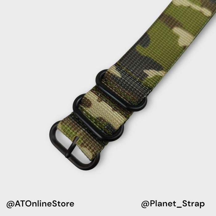 Tali Jam Tangan Zulu Strap Ballistic Camo Black Pvd Ring Ukuran 22Mm