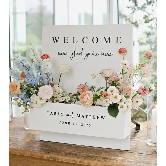 Promo Termurah Flower Box Sign Akrilik Wedding Sign / Welcome Sign / Akrilik Sign / Papan Ucapan /