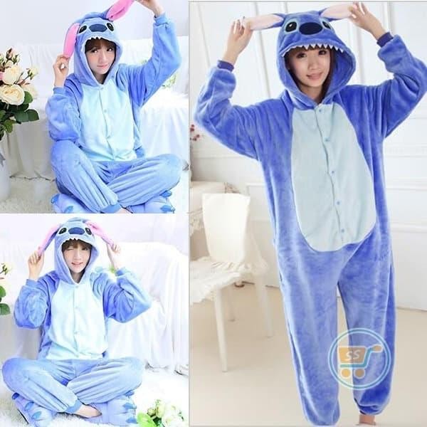 DISKON KOSTUM STITCH COSPLAY BAJU TIDUR PIYAMA JUMPSUIT ANAK CEWE COWO REMAJA READY STOCK