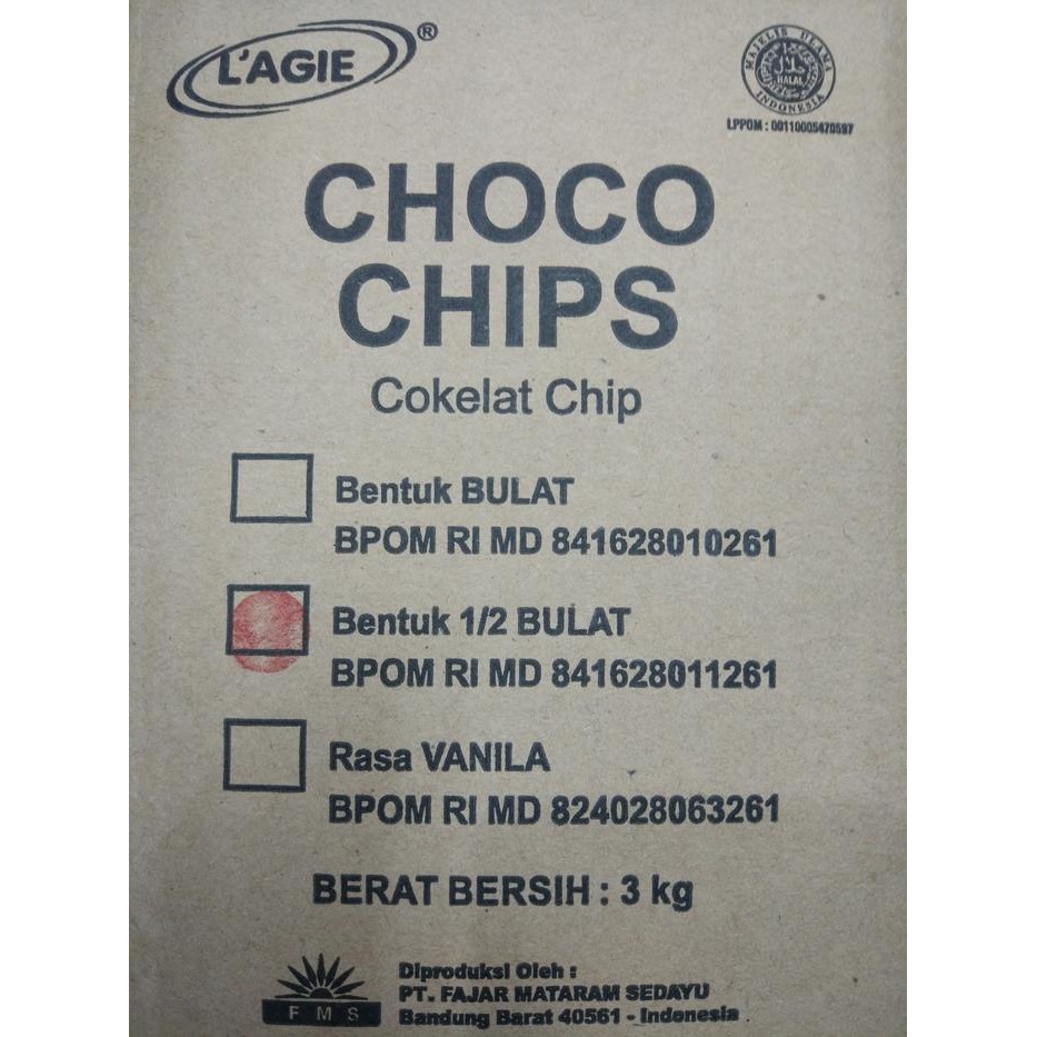 

Choco Chip / Chocochip / Chocochips Lagie Gepeng 3Kg