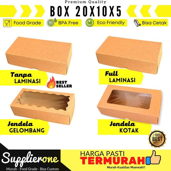 Dus Brownies 20x10x5 25 Pcs / Dus Brownies Box 20x10 / Box Brownies Jendela Kemasan Brownies / Dus