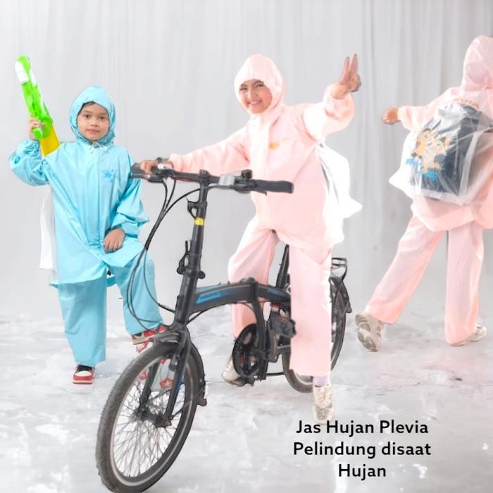 Plevia Jas Hujan Mantel Mantol Setelan Baju Celana Anak Perempuan Laki Laki TK SD Umur 4-12 Tahun