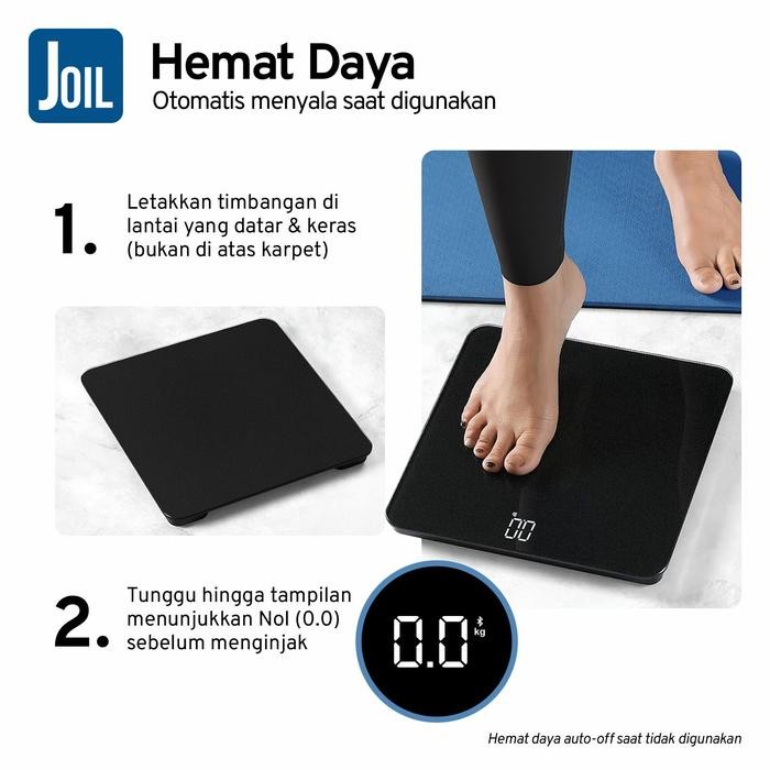 Joil Timbangan Badan Digital Body Scale Tempered Glass Satuan Kg/Lb Auto Calibration - J3 Pasti Ori