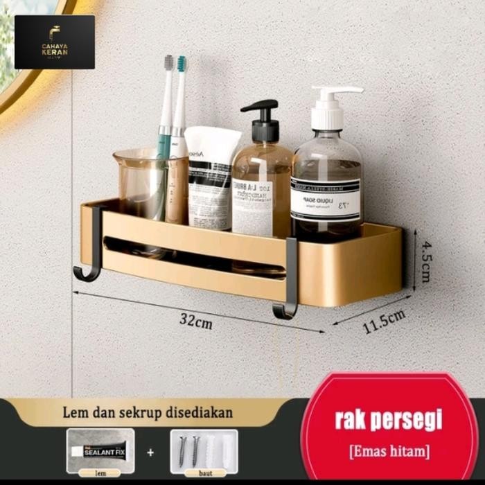 Populer Rak Sabun Mandi Stenlis Black Gold/Rak Sabun Super Mewah/Rak Dinding Kamar Mandi/Rak Sudut