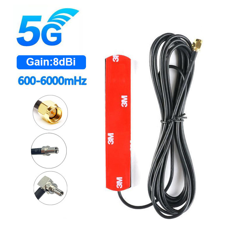 Gsm 3G 4G 5G Patch Antenna 600-6000Mhz 8Dbi Sma Male Ts9 Crc9 Connector 3M Extension Cable For Wifi