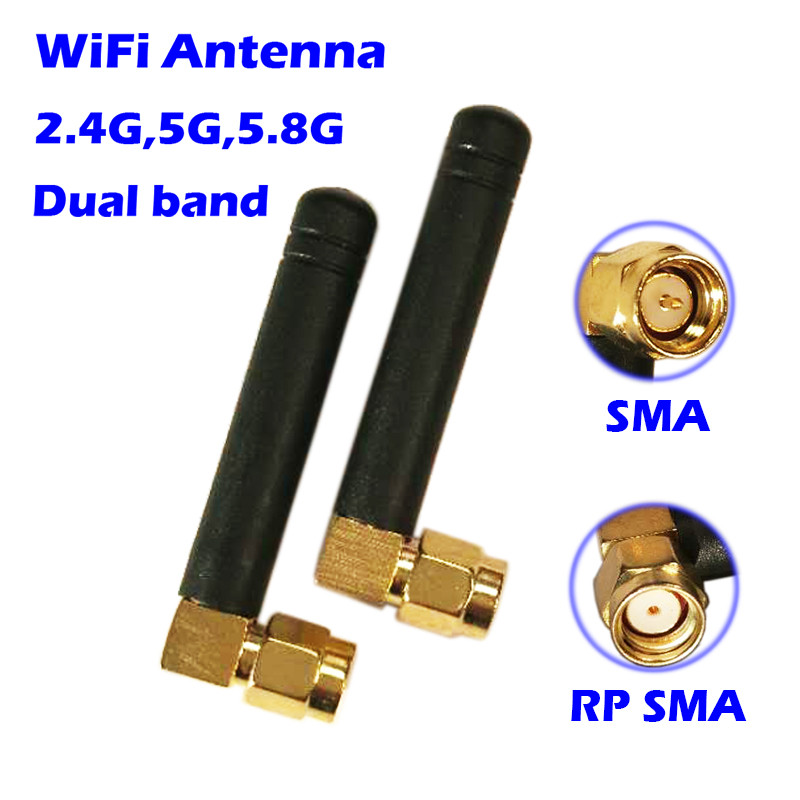 Wifi Antenna 2.4Ghz/5.8Ghz Dual Band 3Dbi Rpsma/Sma Connector Rubber Aeria For Mini Pci Card Camera