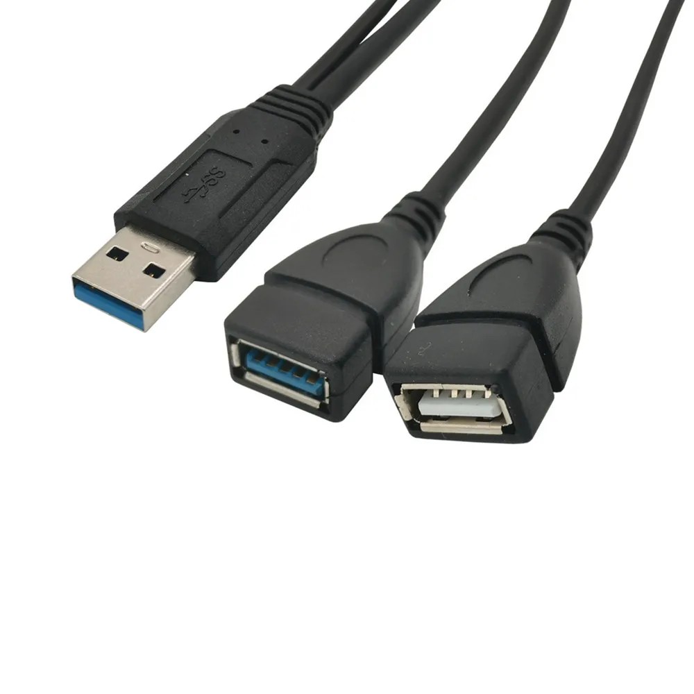 0.3m USB 3.0 Type A to Double USB 3.0+USB 2.0 1 to 2 Cable