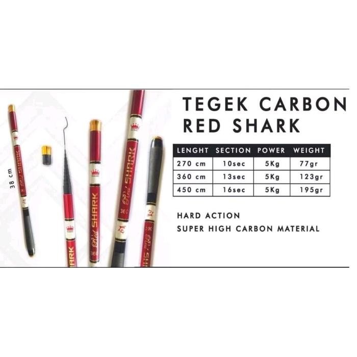 tegek carbon red shark gamaru 270cm, 360cm, 450cm