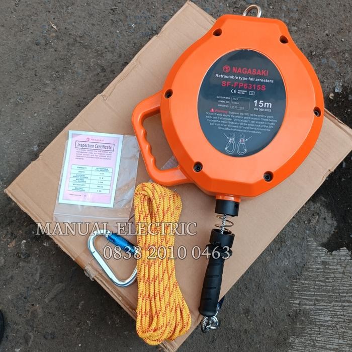 Nagasaki Fall Arrester 15 Meter Retractable Fall Arester Alat Pengaman /Safety