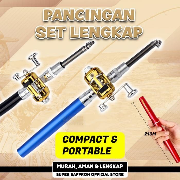Pancingan Set lengkap 1M Joran Reel Pulpen Portable Berkualitas