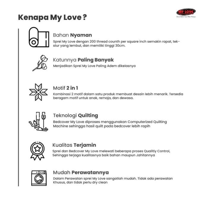 Sprei My Love King 180x200 Tinggi 30cm Motif