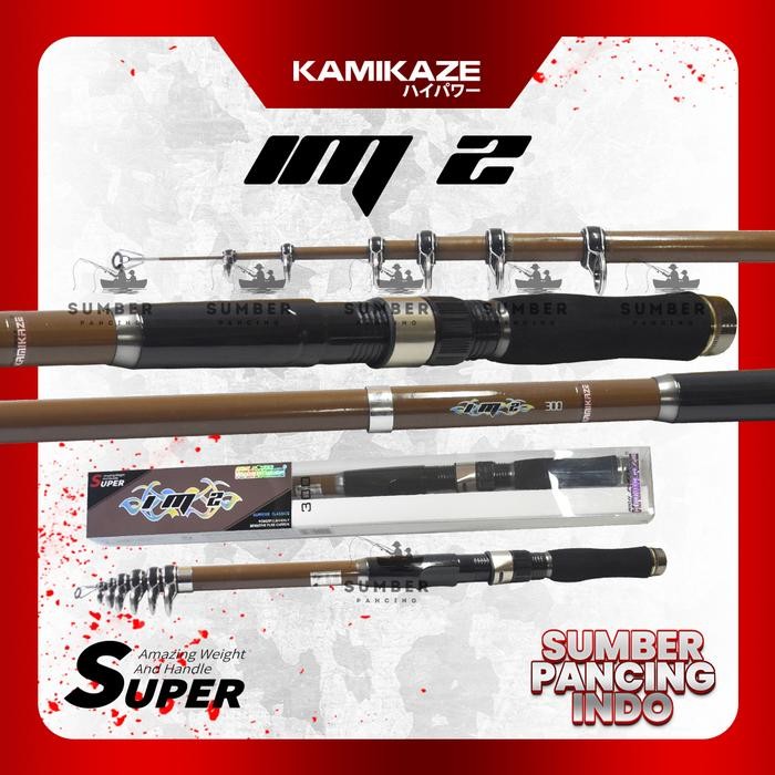Joran Pancing Telescopik Kamikaze IM 2 180cm - 300cm Bahan Karbon Super Kuat Ringan Termasuk Antena