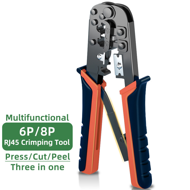 RJ45 Crimping Tool Ethernet Modular Connectors Crimper6P/RJ11/RJ128P/RJ45 CrimpCut and StripFor Cat5