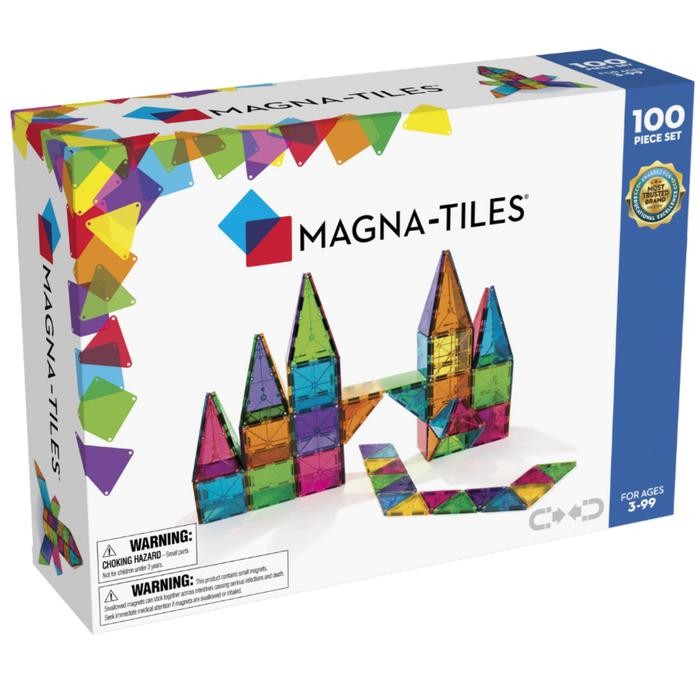 Magnatiles Clear Colors 100pcs Magnetic Building Tiles