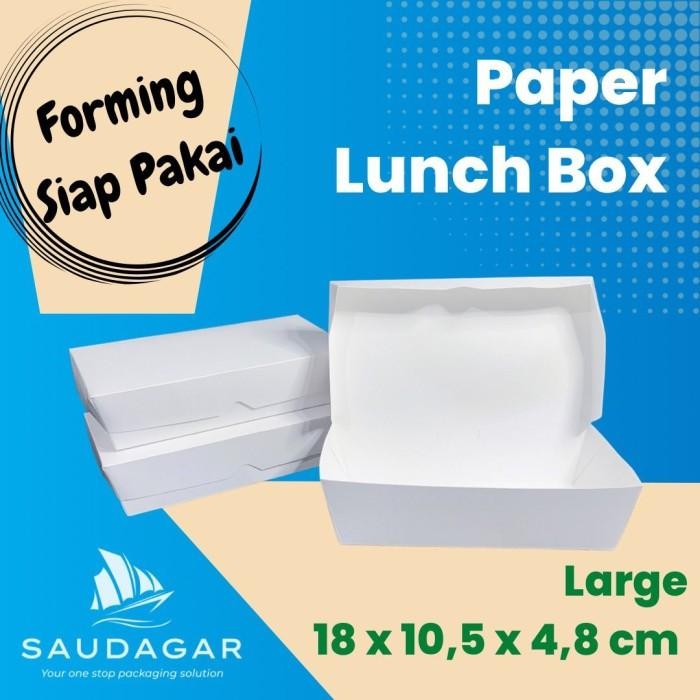 

Paper lunch box large warna putih dan coklat siap pakai