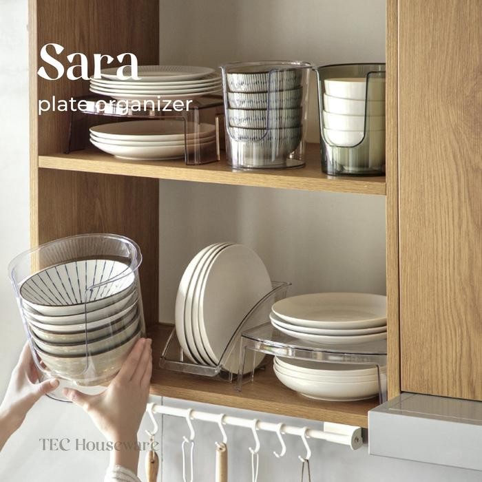 

TECSARA Plate and Bowl Organizer Tempat Penyimpanan Piring Mangkuk Berkualitas Susun Mangkuk Susun