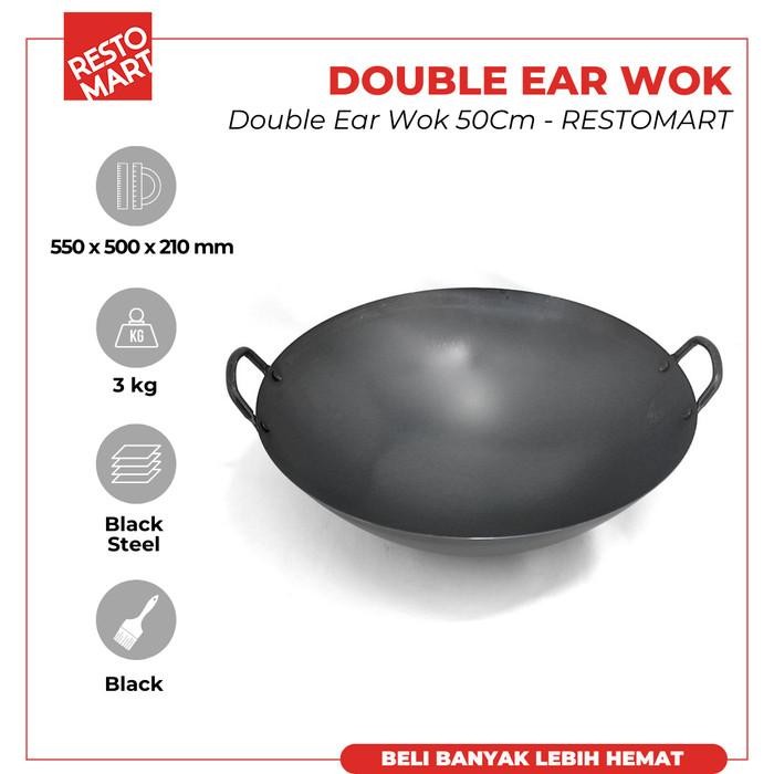 Wajan Baja Pre Seasoned / Kuali / Wajan Black Steel / Double Ear Wok 50 cm (2291084) (F12)