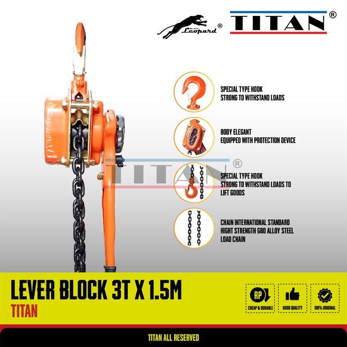 Lever Block 3 Ton x 1.5 Meter - Lever Chain Block 3T x1.5M - Kotrek Rantai 3Ton x 1.5Meter - Lever