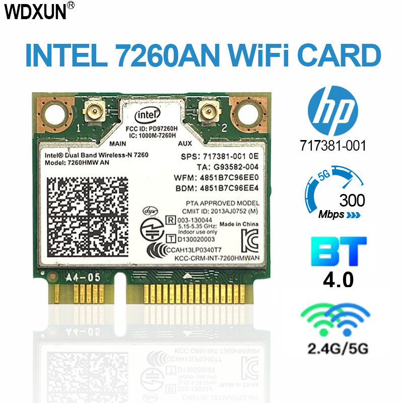 Dual Band Wireless-N 7260 7260AN 802.11abgn+BT4.0 combo WLAN adapter for hp ZBOOK 14 15 Series,sps