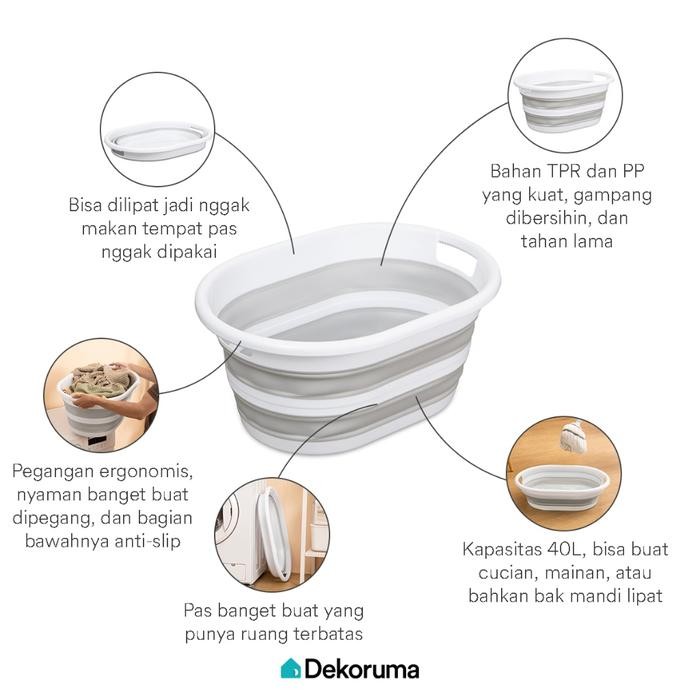 Dekoruma Rashi Ember Lipat / Ember Portable Untuk Cuci Baju - Putih Pasti Ori
