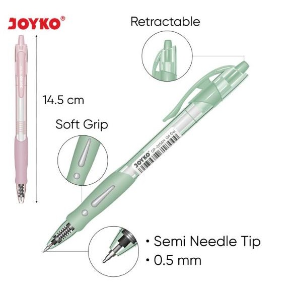 

Ready- (12Pc) Joyko Pulpen Gel Cetek Gp 265 An Pastel Q Gel / Pen Gel Squeezy