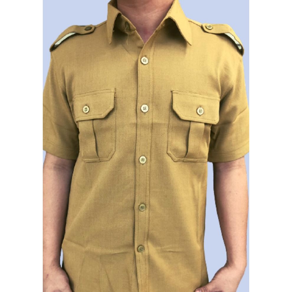 Kemeja Pdh Pns Pemda Khaki Muda Pria Lengan Pendek Xs-7L Nagata Drill Tbk