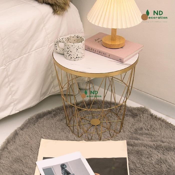 MEJA TOPAZ MEJA BULAT BESI KAYU MINIMALIS FURNISHING / MEJA TOPAZ / MEJA INFORMA / MEJA STORAGE