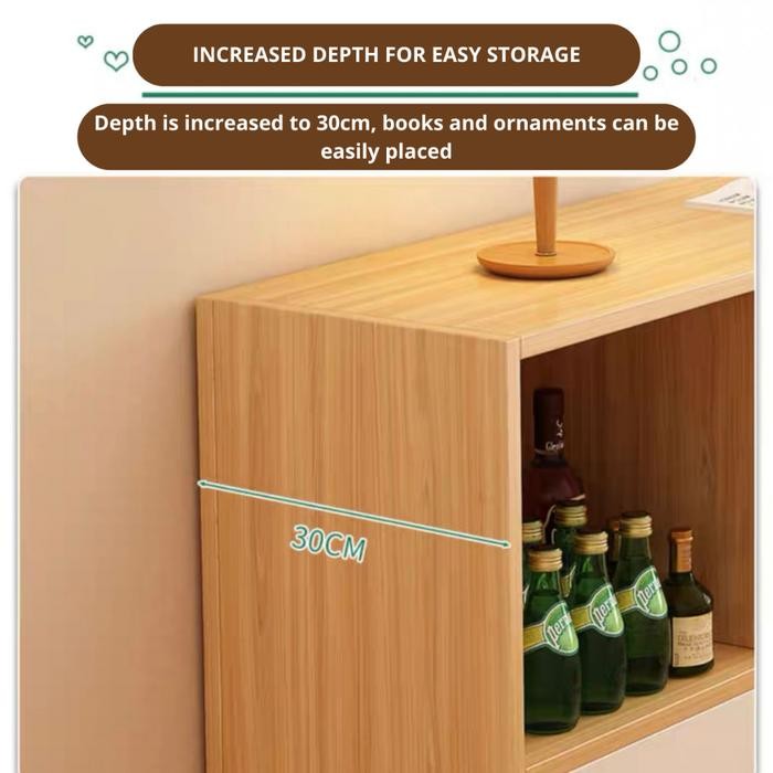 Lemari Buku Laci Tutup Slot Luas Kayu Kokoh Nimalis Serbaguna