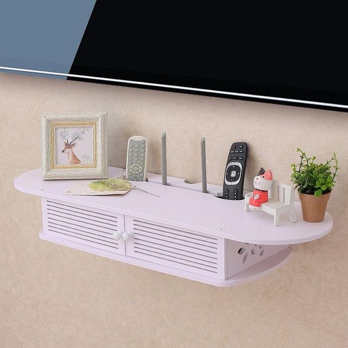 Lemari Meja Laci 2 Pintu Rak Ambalan Gantung Dinding Bawah Tv Organize