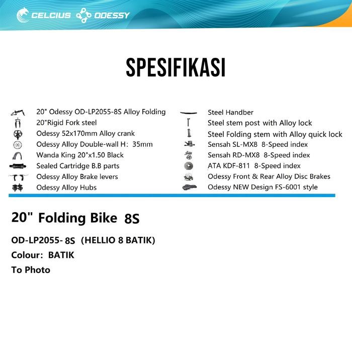 Sepeda Lipat Odessy Hellio8 - Od Lp 20 55 8 Speed